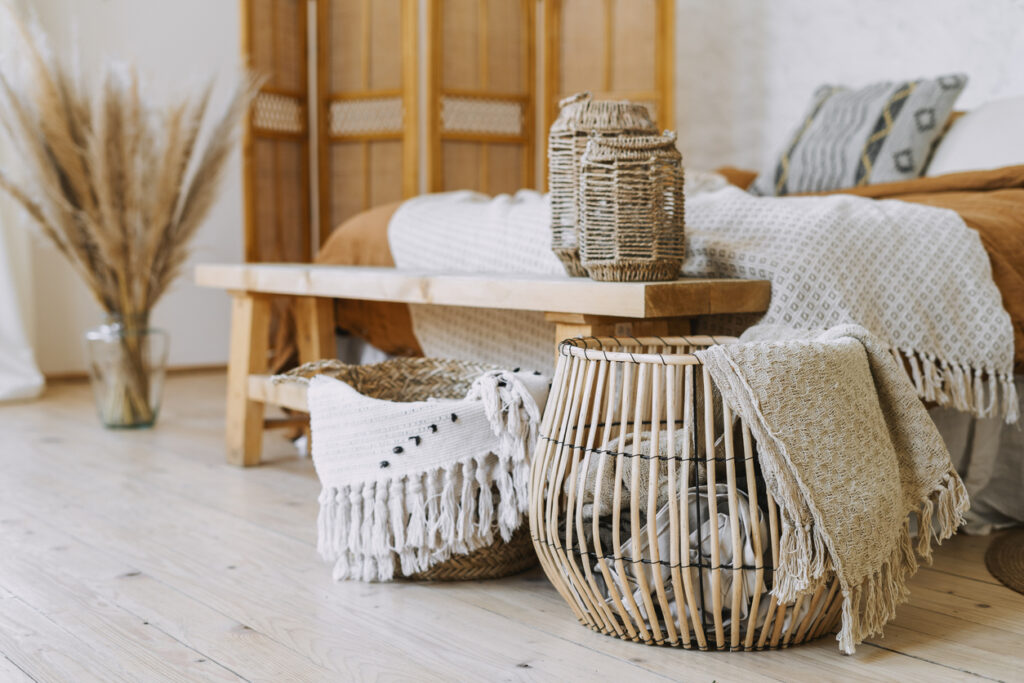 Cozy home interior decorated with stylish furniture and accent pieces.
