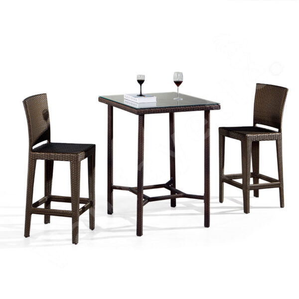 2 Seater Bar Bistro Set 3 Piece Outdoor Wicker Bar Set