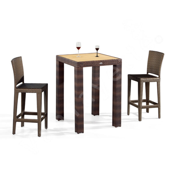 3 Piece Rattan Bar Set Balcony Bar Table And Chairs