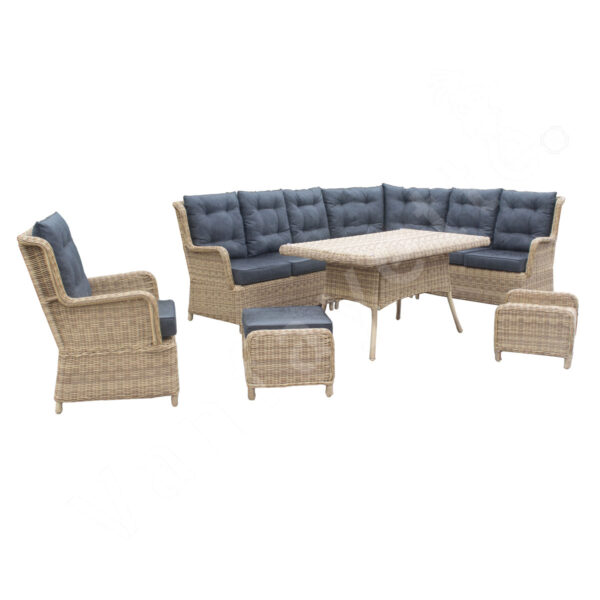 L Shape Rattan Garden Sofa 6 Seater Corner Garden Sofa