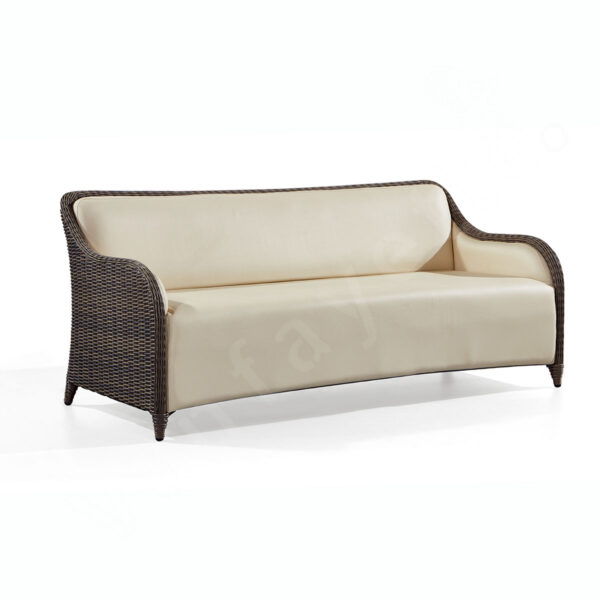 Three Seat Sofa PU with Rattan