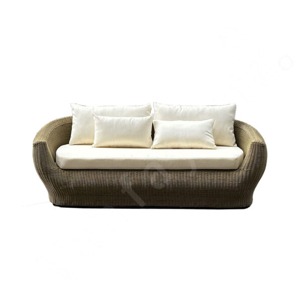 2 Person Outdoor Couch – Elegant Rattan 2 Person Loveseat with Curved Back for Garden Hospitality Spaces