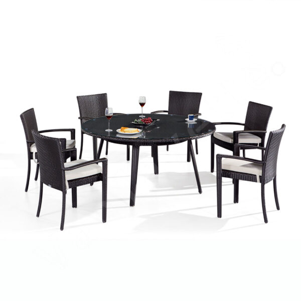 7 Piece Outdoor Dining Set Round 6 Person Outdoor Dining Set