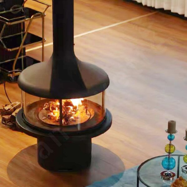 Reynold wood stove indoor installed in a modern living room