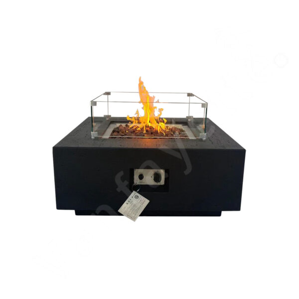 Stylish Black Concrete Propane Fire Pit – 60000 BTU Propane Fire Pit for Outdoor Seating Areas