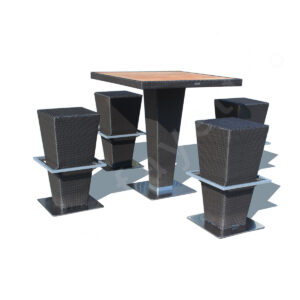 4 Seater Rattan Bar Set Backless Bar Stools Outdoor