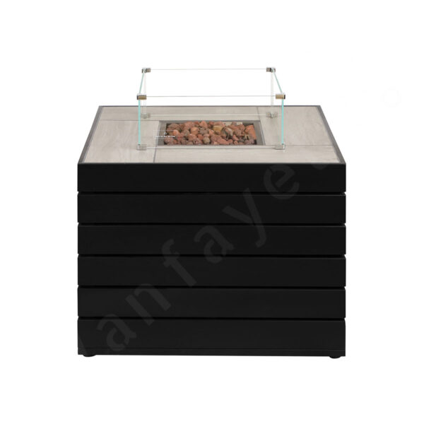 Black Fire Pit Propane Table – CE Certified Butane Outdoor Fireplace with Glass Panels & Dual Media Options - Image 2