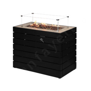 Rectangle Gas Firepit – CE Certified Fire Pit Table With Glass Wind Guard for Elegant Outdoor Heating & Entertaining