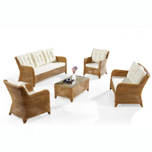 5 Piece Garden Sofa Set – Elegant 7 Seater Rattan Garden Furniture for Outdoor Comfort