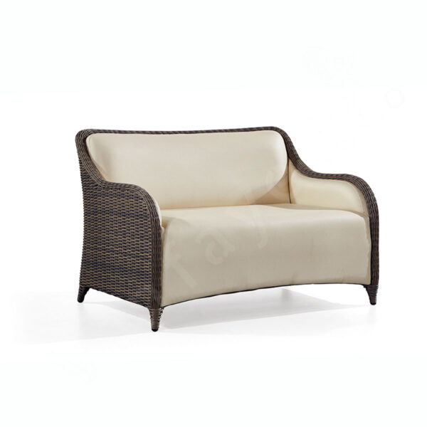 Two Seat Sofa PU with Rattan