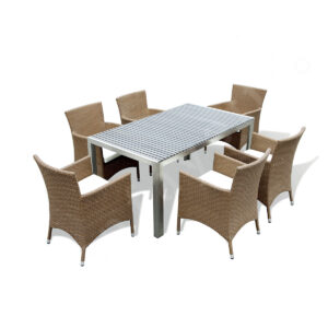 7 Piece Outdoor Table And Chairs 6 Seater Garden Dining Set