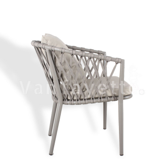 Rope Patio Chairs from the Calista Collection with aluminum frame and sintered stone table