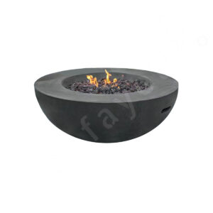 round grey concrete fire pit table propane with hidden tank, ideal for modular backyard entertaining and cozy multi-season gatherings