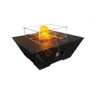 GFRC concrete outdoor propane fire pit table with coffee table function, durable lightweight design for backyard entertaining and modern patio spaces