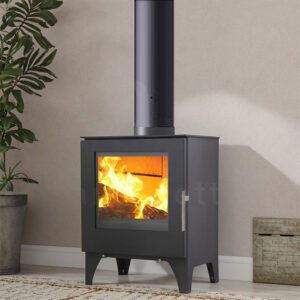 compact burning log fireplace with glass door, affordable cheap indoor wood stove for small apartments and tiny homes heating solution