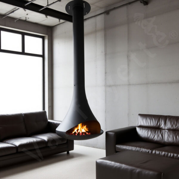 high efficiency indoor freestanding wood burning fireplace with eco friendly design, paired with an extra large wood burning stove for energy saving homes and long lasting burn performance