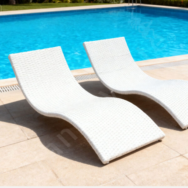 Beach Chaise Lounge Outdoor Curved Chaise Lounge - Image 3