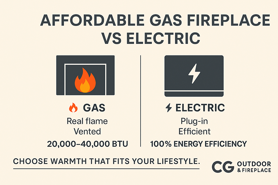 affordable gas fireplace vs electric comparison chart