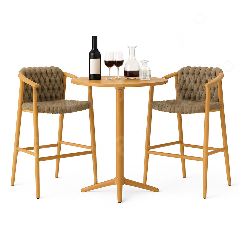 Teak Bar Height Bistro Set Bar Stools Rope