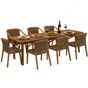 Garden Dining Set Teak Rope Dining Set