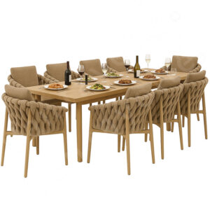 Best Teak Outdoor Furniture Rope Garden Dining Set