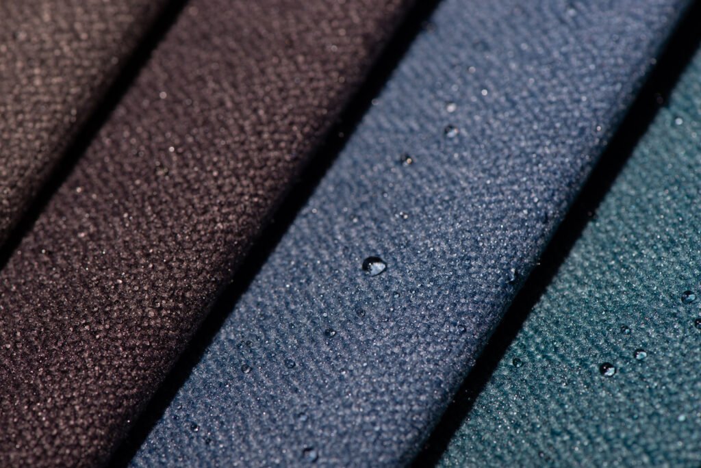 Close-up of premium outdoor sofa cushions and weather-resistant performance fabric