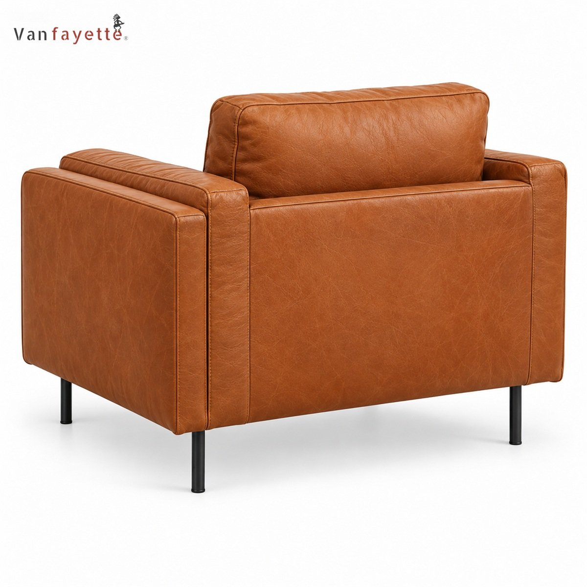 Finn IS18005A caramel upholstered armchair rear view