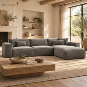 Reid IS20063 charcoal gray cat-scratch-resistant performance fabric L-shaped sectional sofa
