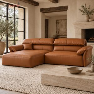 Owen Custom Sofa – PU Faux Leather Sectional Sofa with Chaise, Tailored Size, Color & Comfort