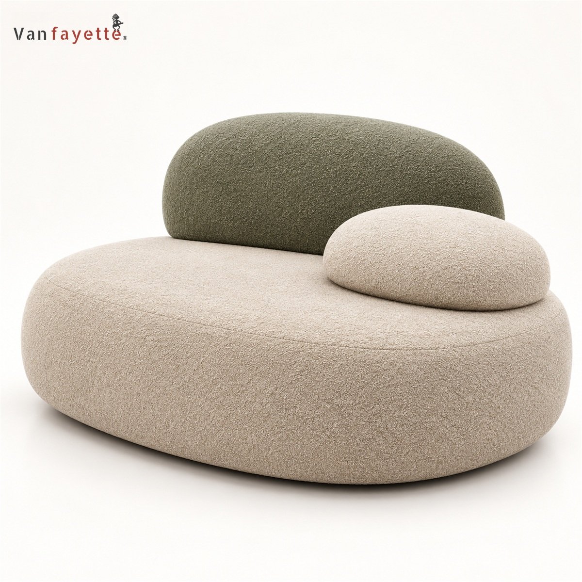Caleb ISF00145 cream and olive pebble sofa module front view