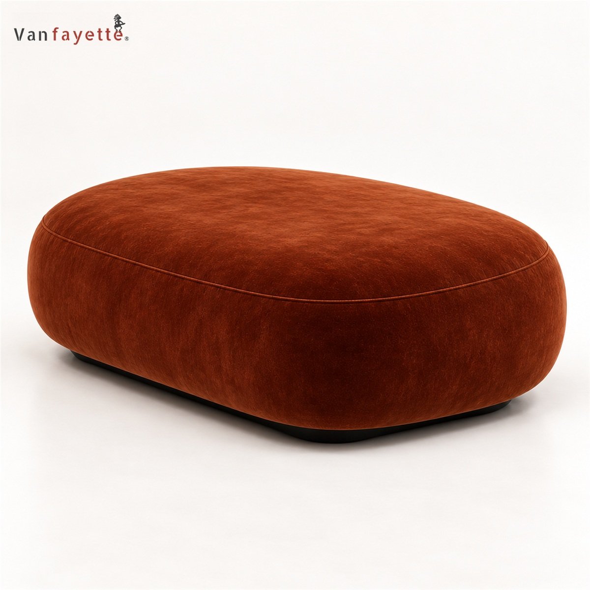 Grant ISF00146 rust-red velvet companion ottoman three-quarter view