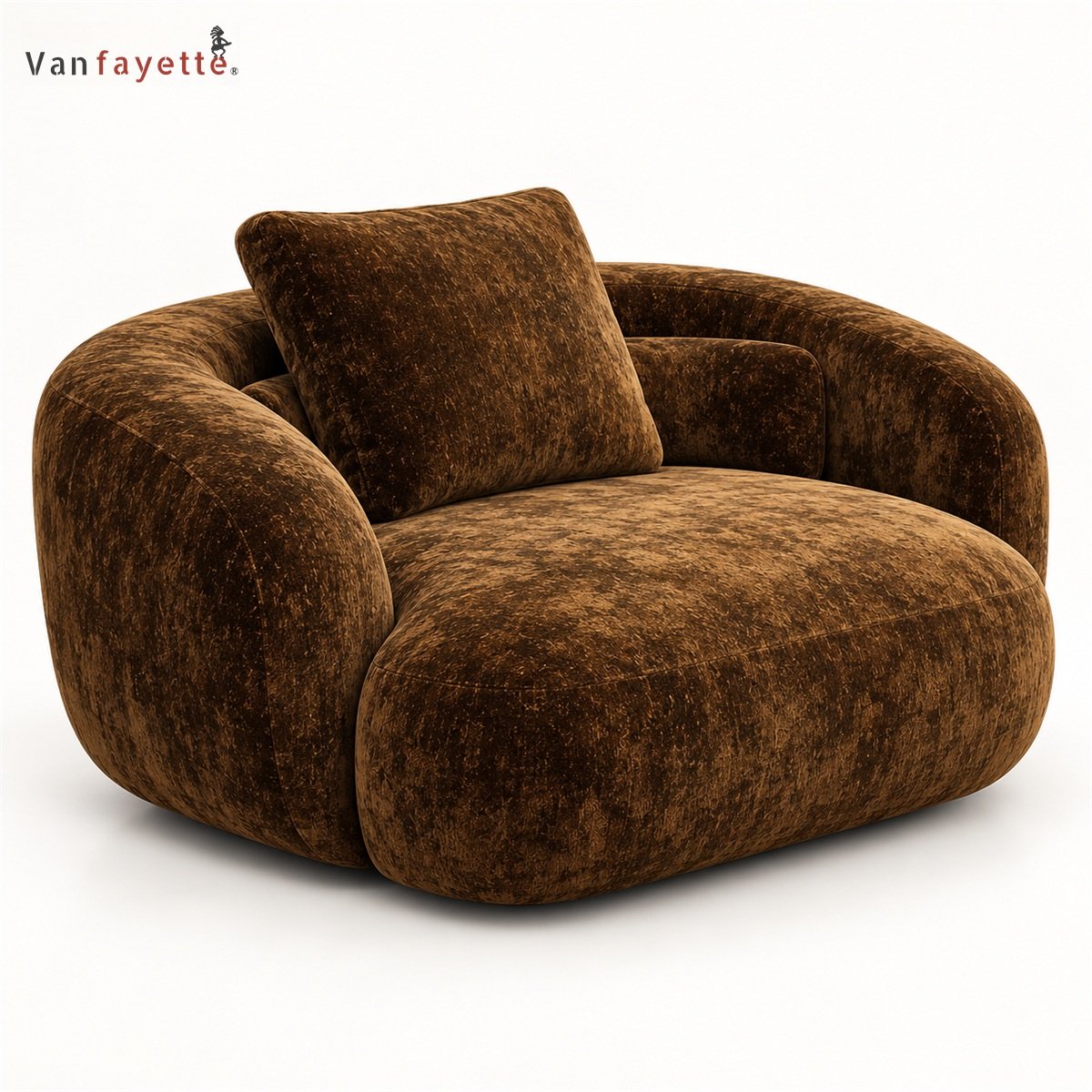 Ethan ISF00147 brown velvet coordinating lounge chair front view