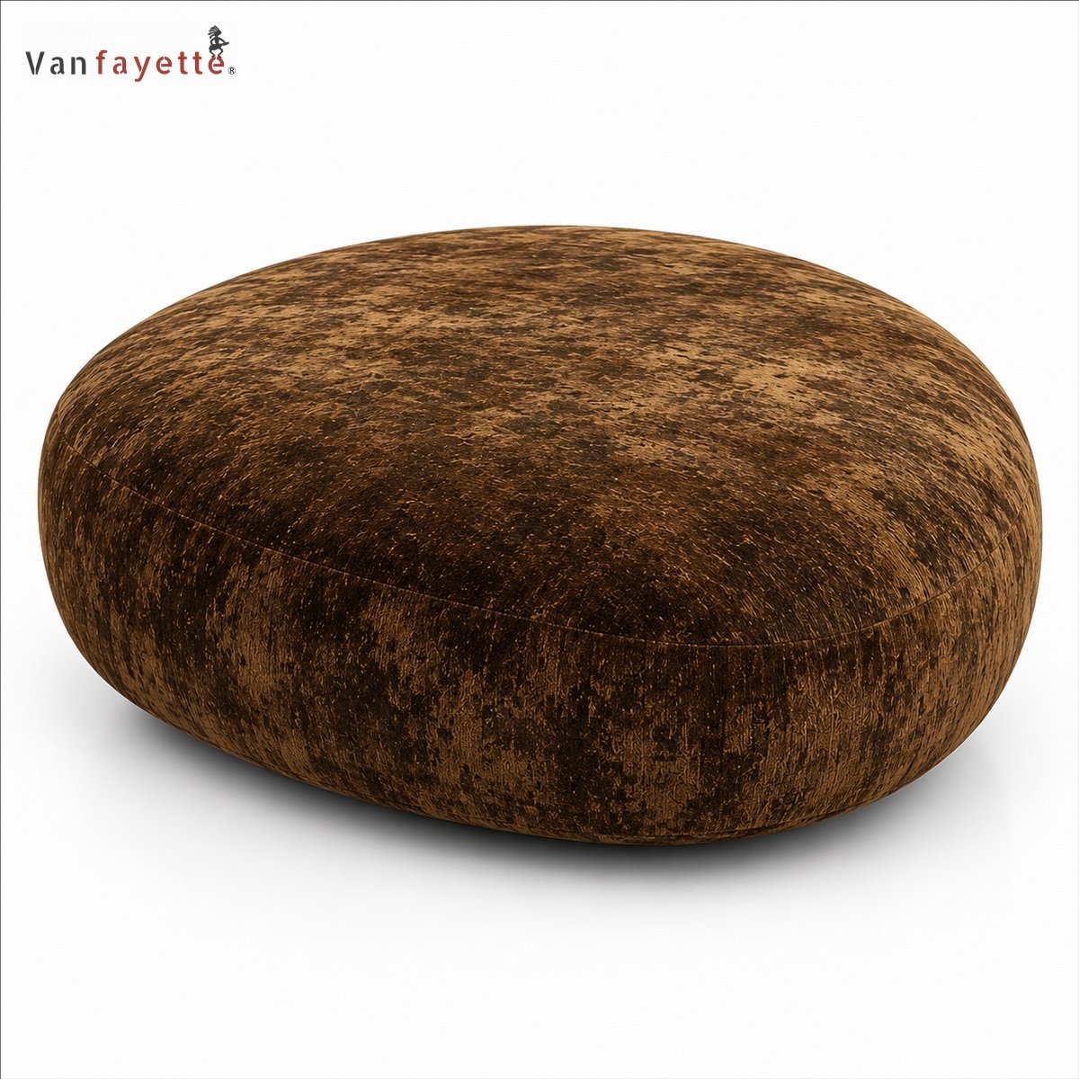 Ethan ISF00147 mottled brown velvet round ottoman front view
