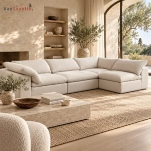 Miles ISF00149 cream milk-velvet cloud-style sectional sofa