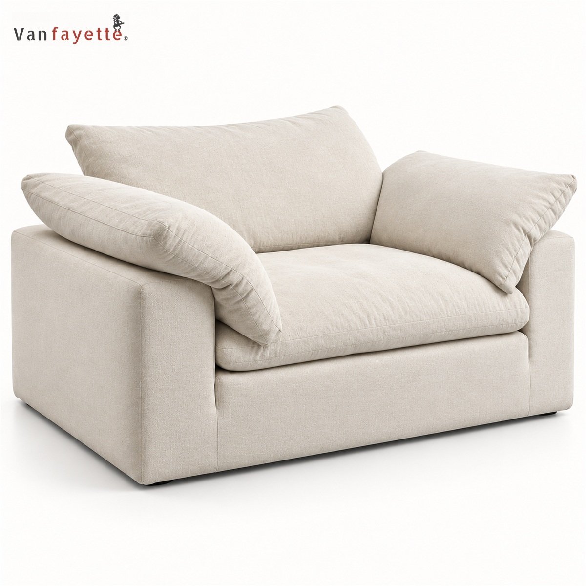 Miles ISF00149 cream milk-velvet coordinating armchair front view
