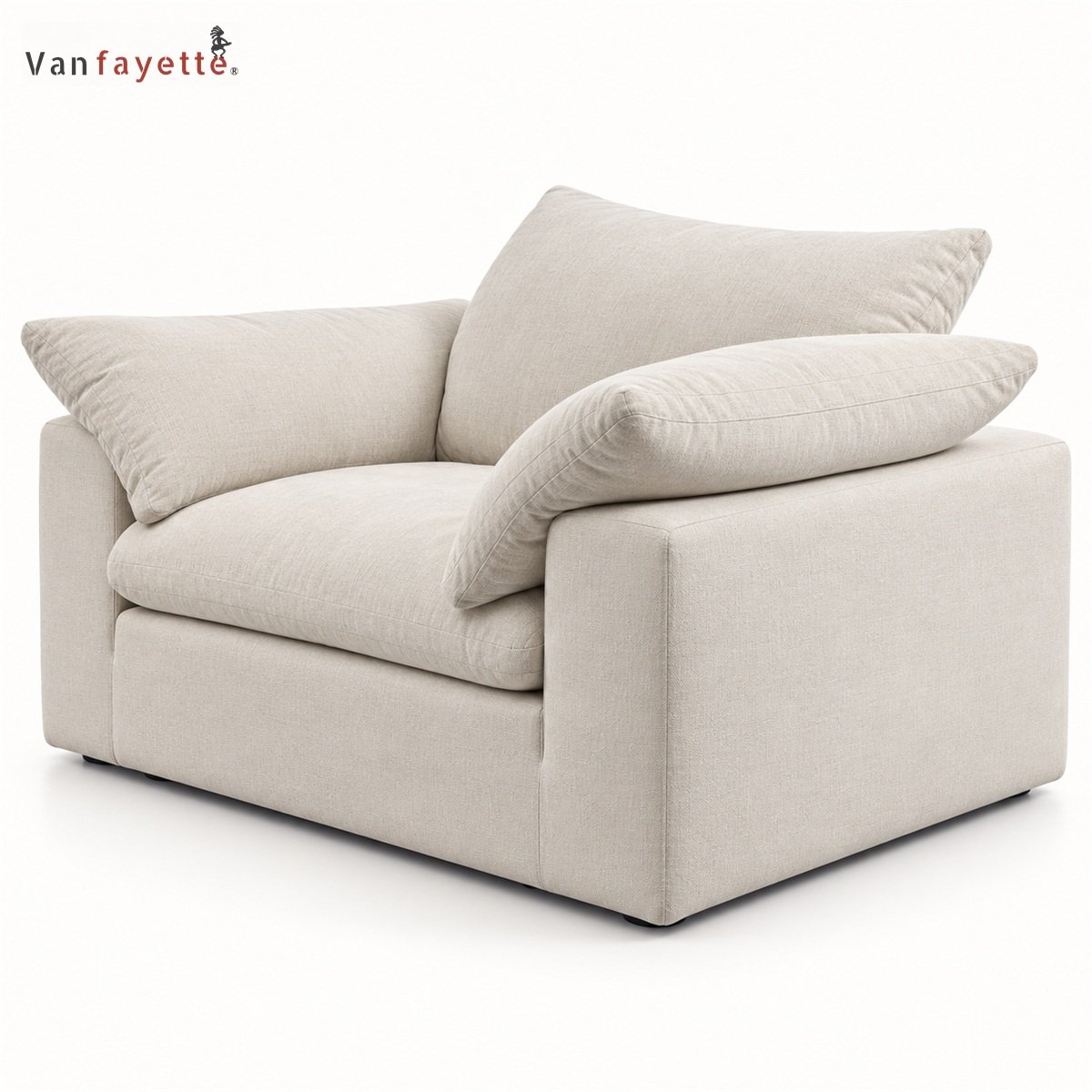 Miles ISF00149 cream milk-velvet coordinating armchair rear view