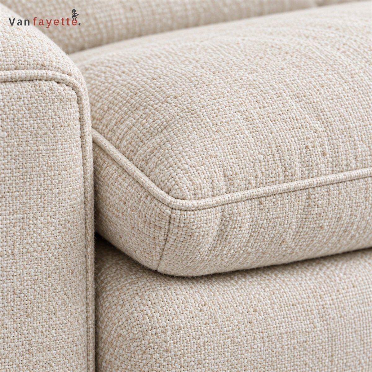 Miles ISF00149 soft milk-velvet upholstery and piped cushion detail