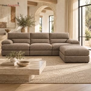 Leo ISF00155 taupe ergonomic chaise sofa in living room