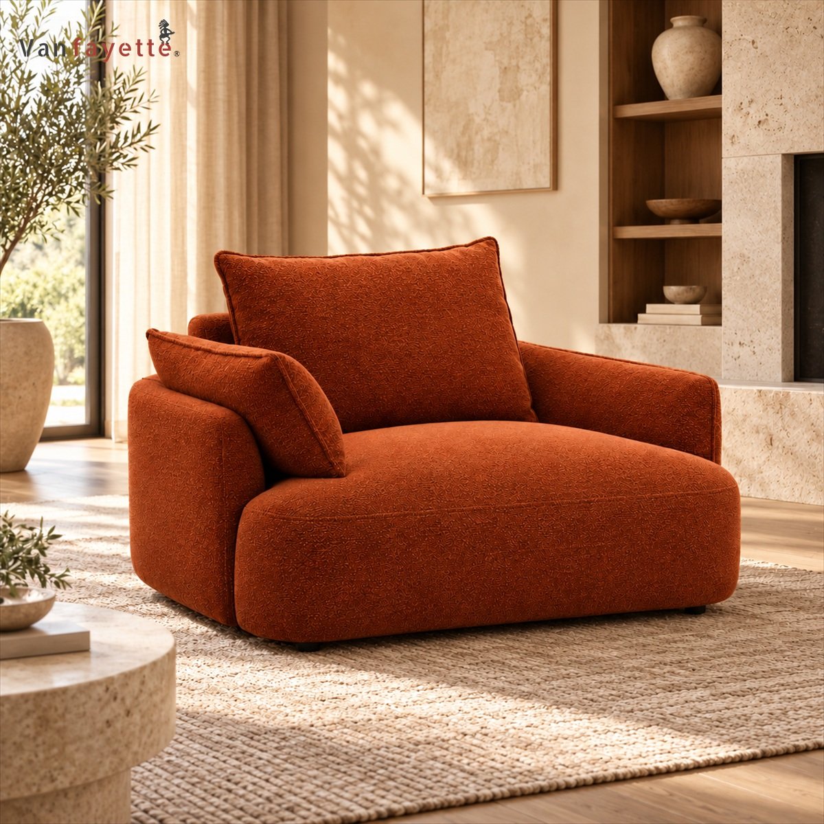 Simon ISF00157 burnt orange coordinating oversized armchair front view