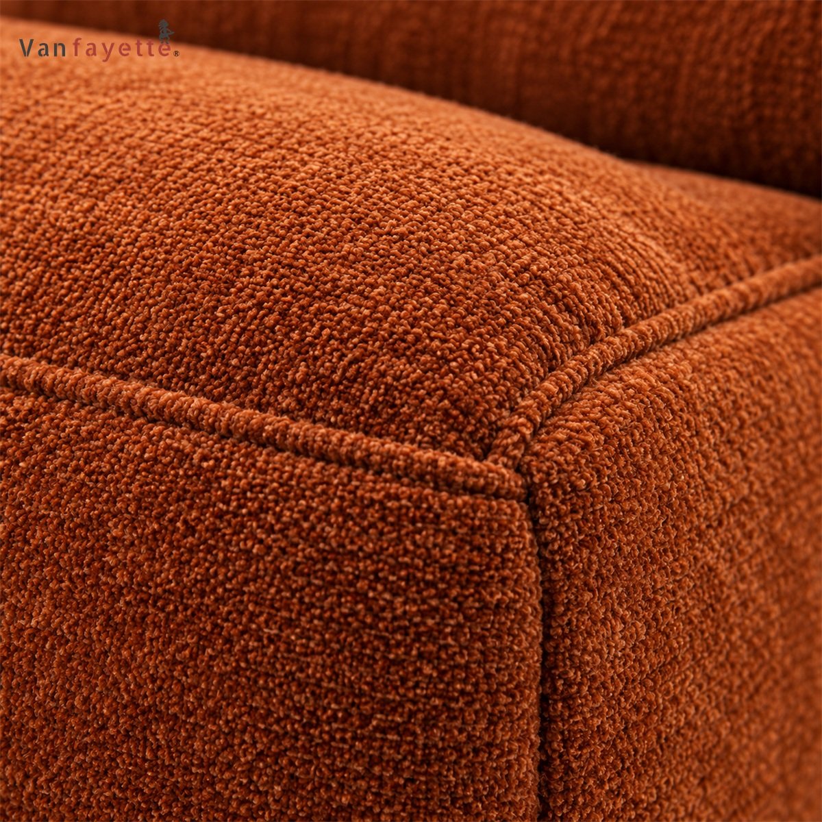 Simon ISF00157 burnt orange textured upholstery and piped seat detail