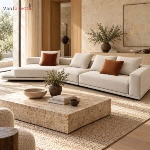Oscar ISF00158 cream 135-degree corner sofa with side-table design