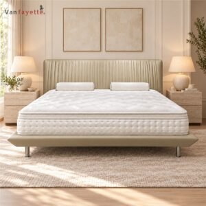 ISF00164 pale green PU leather channel headboard bed front view