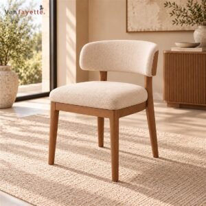 Hugoo Handcrafted Solid Wood Dining Chair with Bentwood Back and Upholstered Seat