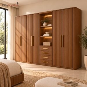 Hugoo Custom Ash Wood Wardrobe with Made-to-Measure Interior Storage