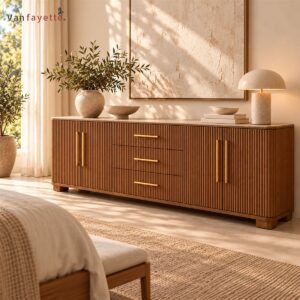 Hugoo Custom Ash Wood Sideboard with Tailored Interior Storage
