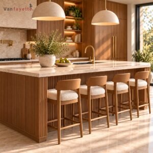 Hugoo Custom Ash Wood Kitchen Island with Marble Top, Made-to-Measure Design