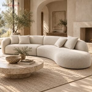 Milo ISMOON cream milk fleece fabric L-shaped sectional sofa