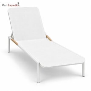 LG-18239 aluminum chaise lounge chair patio recliner with adjustable backrest, front three-quarter view