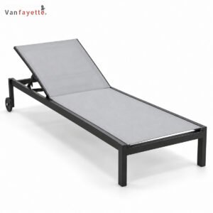 LG-18242 adjustable aluminum chaise lounge with gray sling fabric