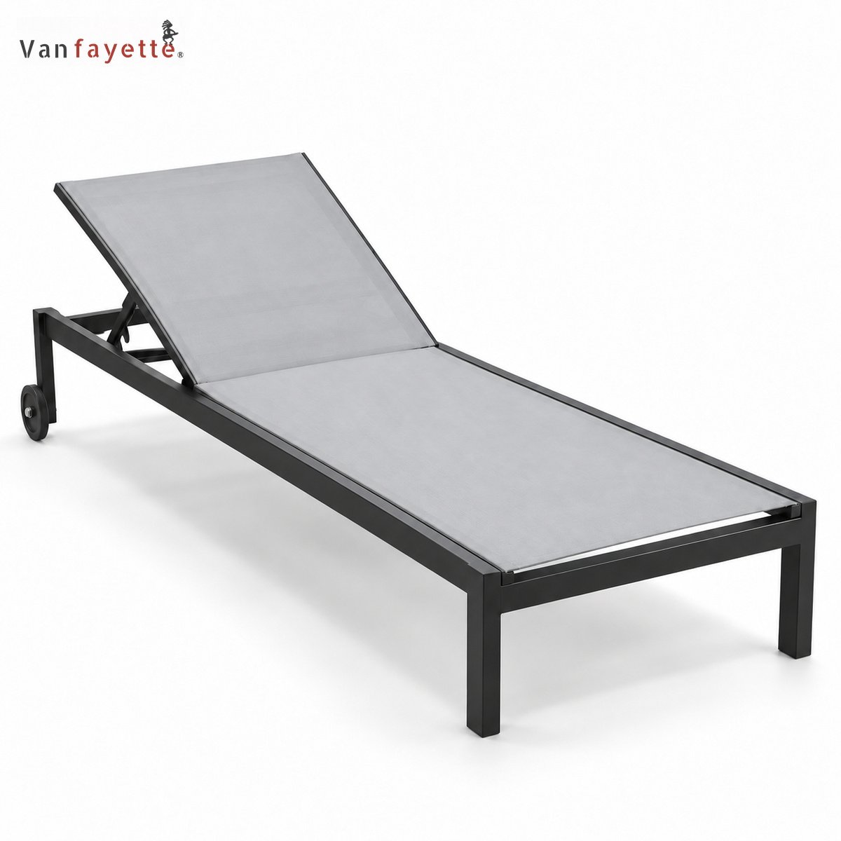 LG-18242 adjustable aluminum chaise lounge with gray sling fabric